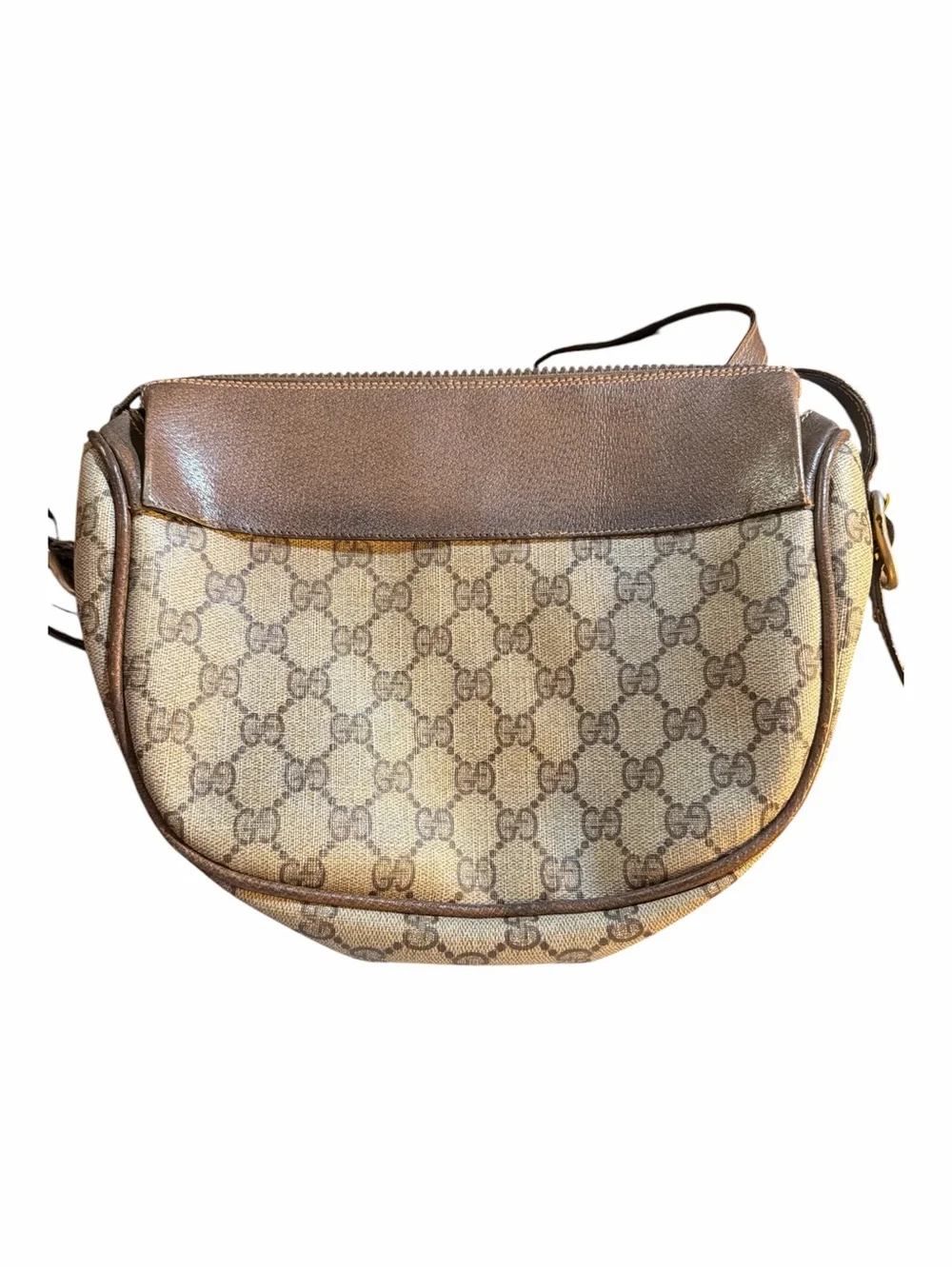 Gucci Vintage GG Supreme Half-Moon Crossbody Shoulder Bag - 67-01-4001